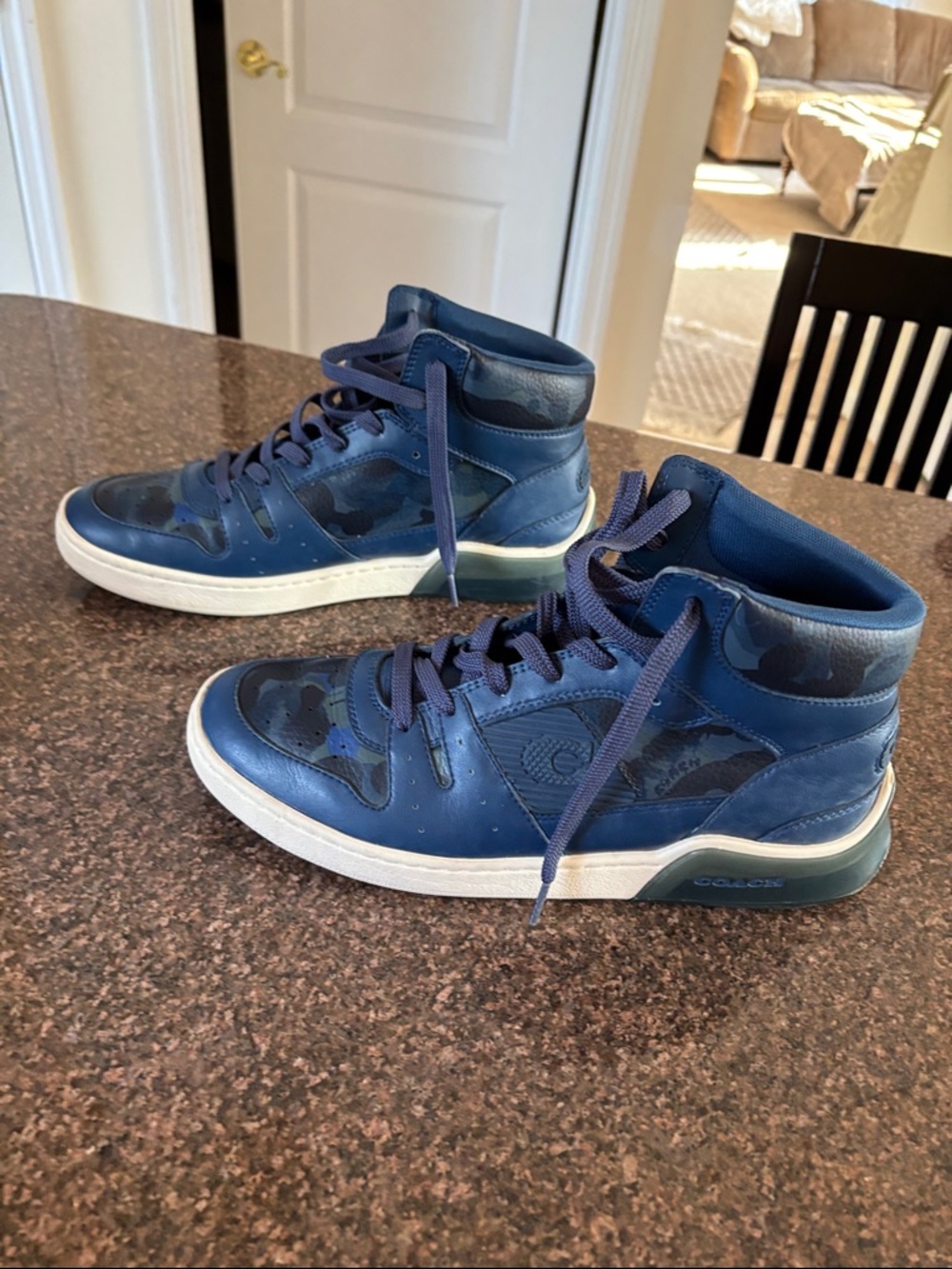 Coach Men'sBlue Camouflage High Top Sneakers-9.5 - Picture 2 of 9